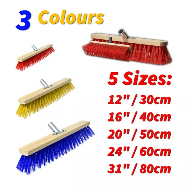 Sweeping Brush Head with Optional Handle Stiff Bristle Outdoor Broom Garden Yard