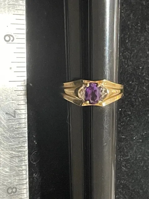 10K YELLOW GOLD Purple Amethyst Gemstone Ring Size 10 $250.00 - PicClick