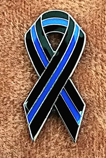 Thin Blue Line Ribbon Lapel Pin - Police Officer - Law Enforcement ‐ LEO