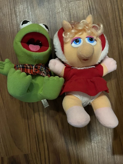 Vtg Mcdonalds Baby Miss Piggy & Kermit Plush Doll Muppet Babies 1987 Christmas
