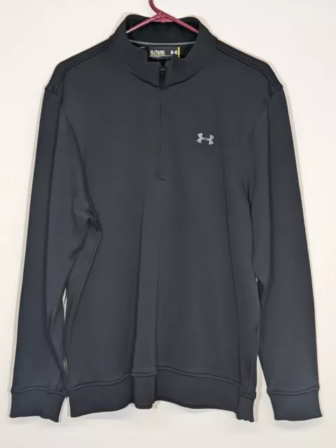 Under Armour Shirt 1/4 Zip Mens XL Black HeatGear Mock Neck Long Sleeve