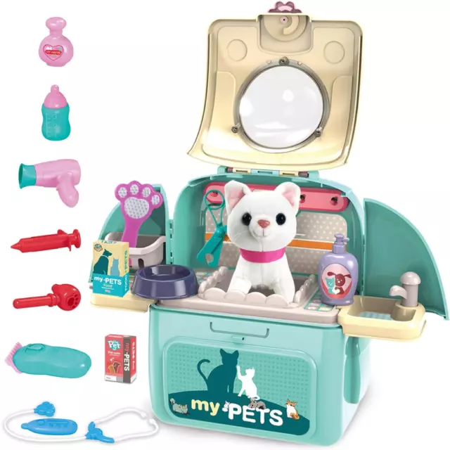 Cat Vet Toys for Kids | Doctor Role Pet Play Set Education Singing Backpack Girl