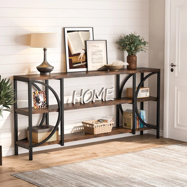 LONG NARROW CONSOLE Table for Entryway, Behind Couch Sofa Table 3Tier