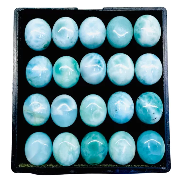 20 Pcs Natural Larimar 12x10mm Oval Loose Cabochon Untreated Gemstones 116 Cts 2