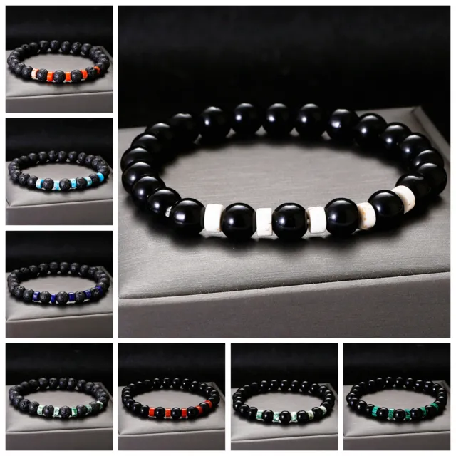 Handmade 8mm Mixed Natural Gemstone Round Beads Stretchy Bracelets Reiki Chakra