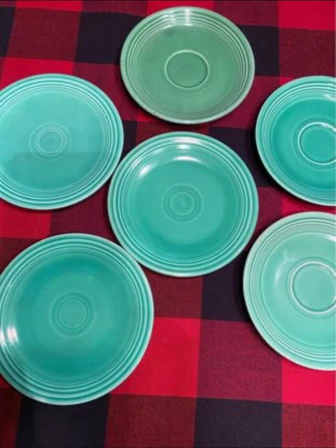 Homer Laughlin  Fiestaware Original Medium Green 6 Saucers / Small Plates