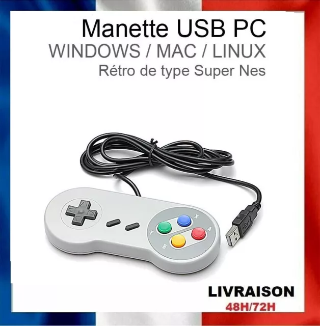 Manette Controleur De Jeu Usb Gamepad Retro Type Nes Pc Windows Mac Raspberry Pi