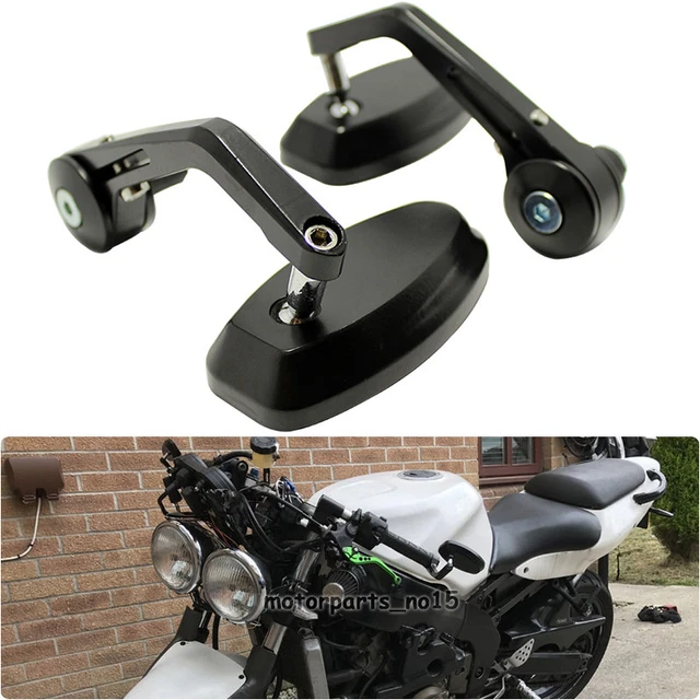 7/8" Handlebar End Oval Motorcycle Wing Mirror For Kawasaki Ninja Street Fighter