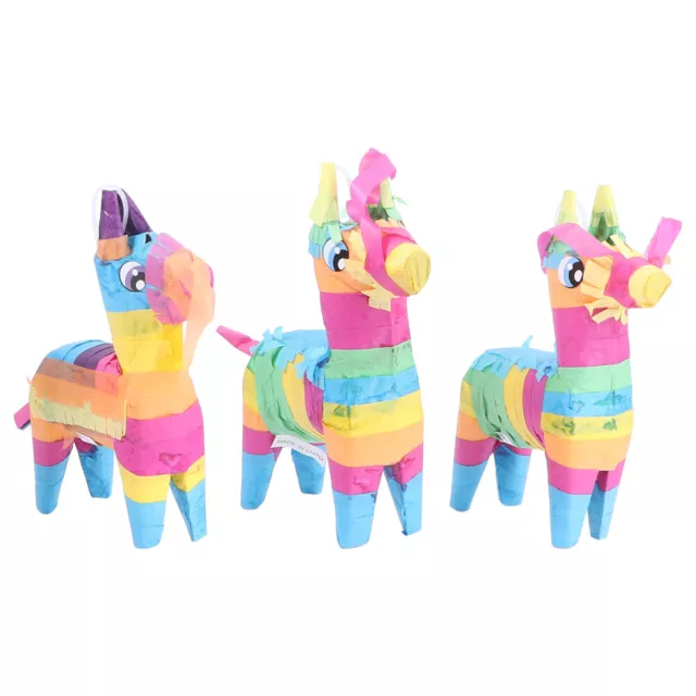 3pcs Mexican Rainbow Donkey Pinata for Cinco de Mayo Party
