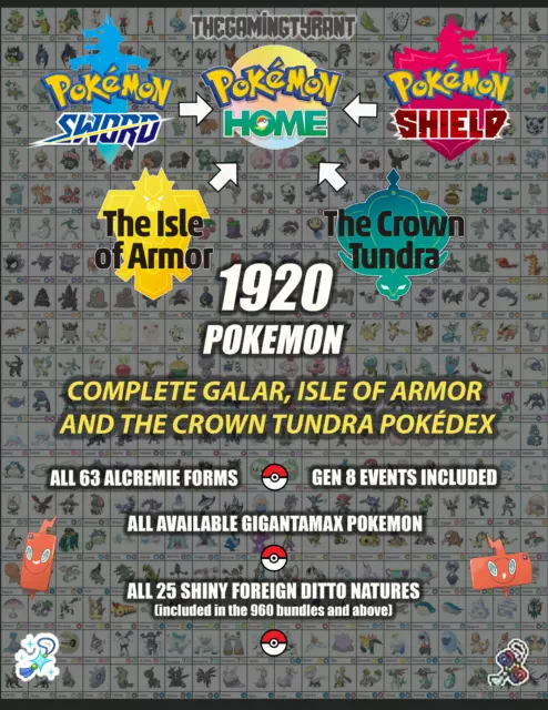 Pokemon Sword & Shield Complete Living Dex • Competitive • 6IVs • Onli