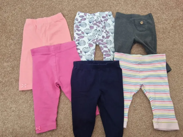 Pacchetto leggings bambina età 3-6 mesi successivo George F&F rosa a righe grigio