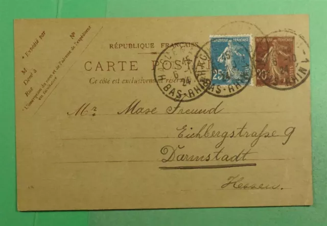 DR WHO 1924 FRANCE UPRATED POSTAL CARD HAGUENAU TO GERMANY j91570