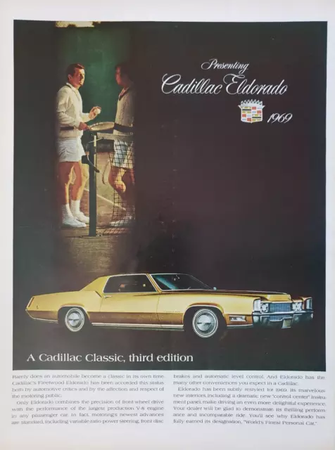 1968 Cadillac Fleetwood Eldorado 1969 Automobile Car Men Tennis Print Ad