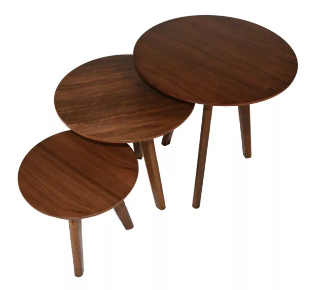 Zenvida Madison Mid Century Modern Side Tables, Round, Set of 3