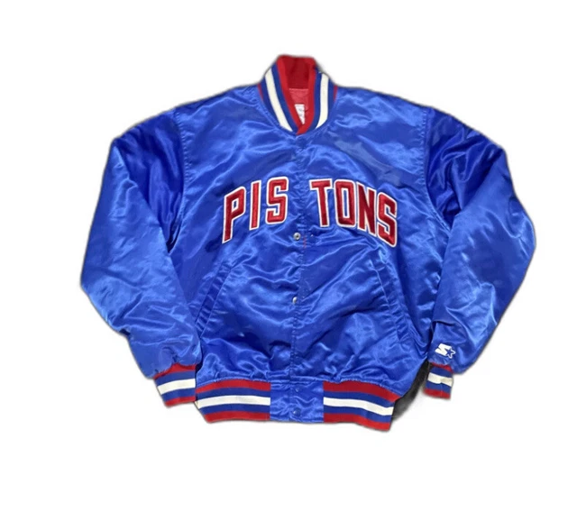 Vintage Detroit Pistons Starter Satin Bomber jacket Mens XL button up Coat 1980s Vintage Detroit Pistons Starter Satin Bomber jacket Mens XL button up Coat 1980s