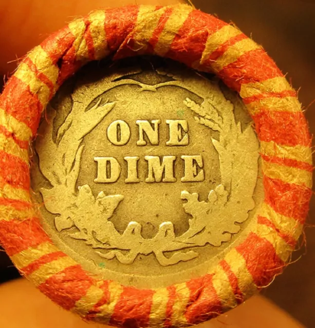 Lincoln Wheat Penny / Cent Rolls Capped with Silver Barber Dimes