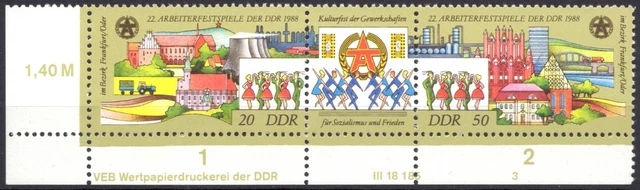 DDR 1988 Mi.Nr. 3168-3169 ** postfrisch Eckrand mit DV Druckvermerk FN 3