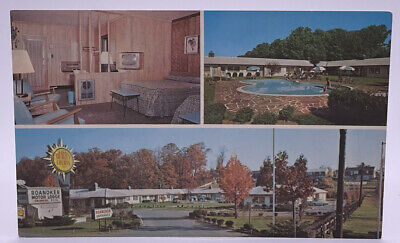 Roanoker Motor Lodge, Roanoke Virginia VA, Pool Interior VTG Multiview Postcard