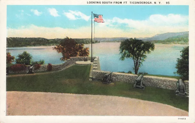 LOOKING SOUTH FROM FORT POSTCARD FT FORT TICONDEROGA NY NEW YORK 1920s