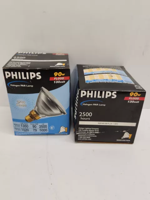 Lot Of (2) New Old Stock! Philips 90W Halogen Par38 Flood Lamp 90Par38/Fl25