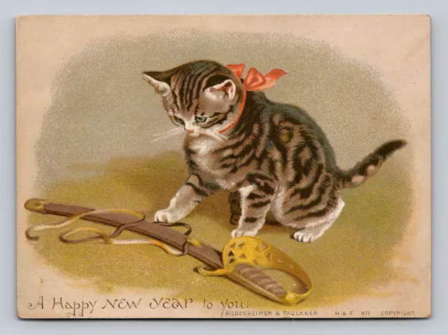 Kitten Cat Tabby Happy New Year Hildesheimer Faulkner P617