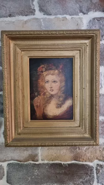 Antique oil painting portrait of lady woman girl circa 1840