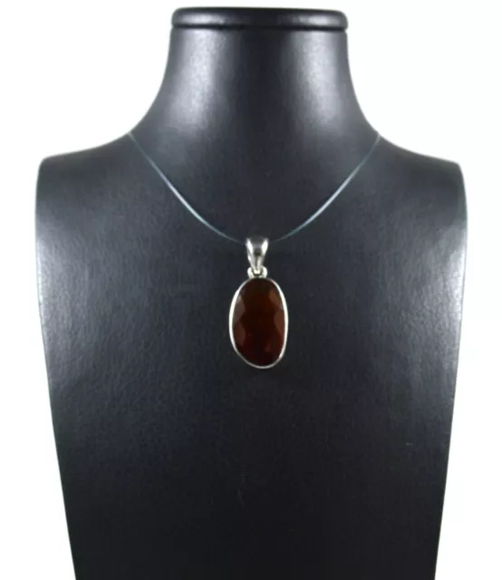 Ciondolo in Granato Hessonite Naturale e Argento 925 Made In Italy