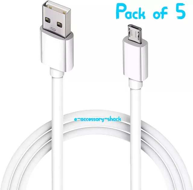 5 PACK Fast Charge Micro USB Cable Cord Quick Charging Charger 5FT 9V/1.67A Bulk