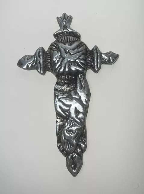 A La Carte #77, 1998 Heavy Silver Cross Made in Mexico Pewter 8.25 In