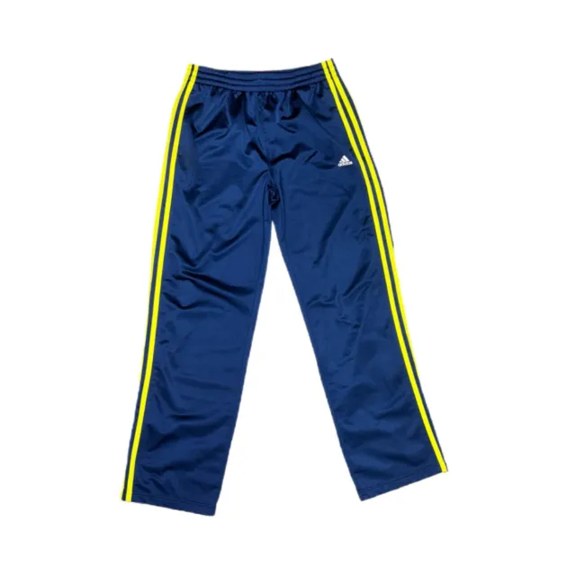 Adidas Boys Pants Size Large 14-16 Navy Blue & Yellow Stripe