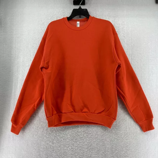 American Apparel Unisex Orange Crew Neck Pullover Sweatshirt Size Medium