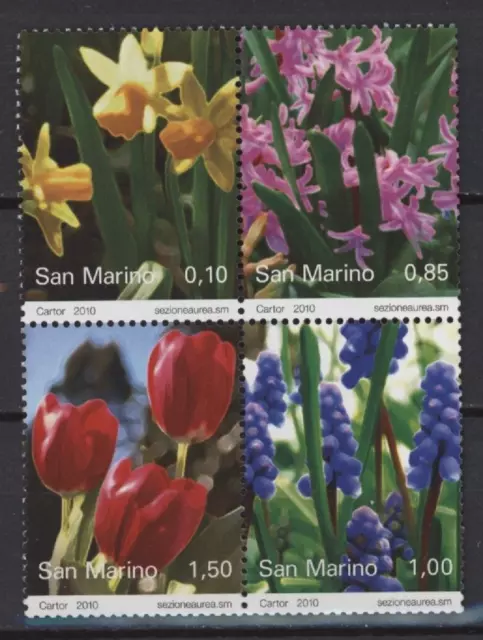 s45666 SAN MARINO 2010 MNH** Fiori blocco di 4v