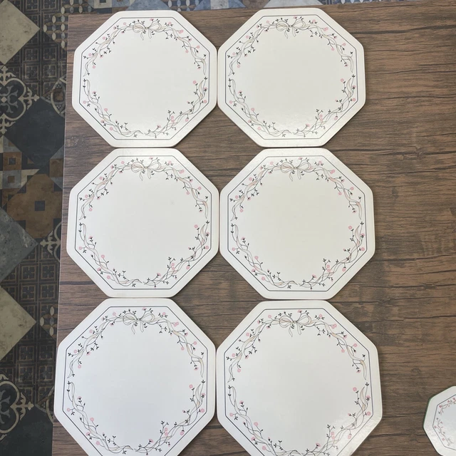 6 Cloverleaf Johnson Bros 9.5” Eternal Beau Octagonal Cork Back Plate Placemats