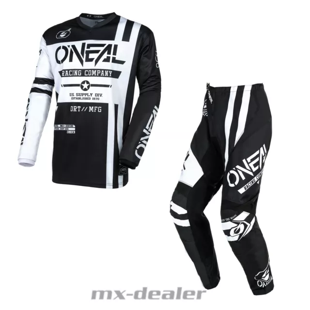 O'Neal Element Faucon de Guerre V24 Noir Blanc Motocross Pantalon Jersey MX