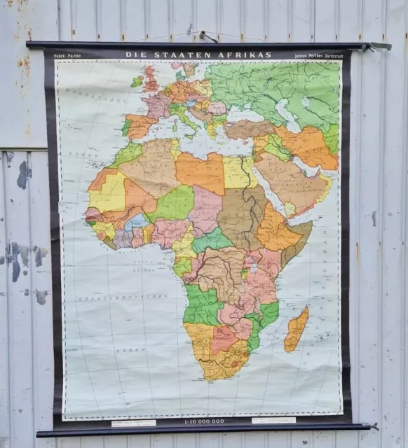 Schulwandkarte Alte Rollkarte Vintage Landkarte Retro Afrika Karte Lehrplakat