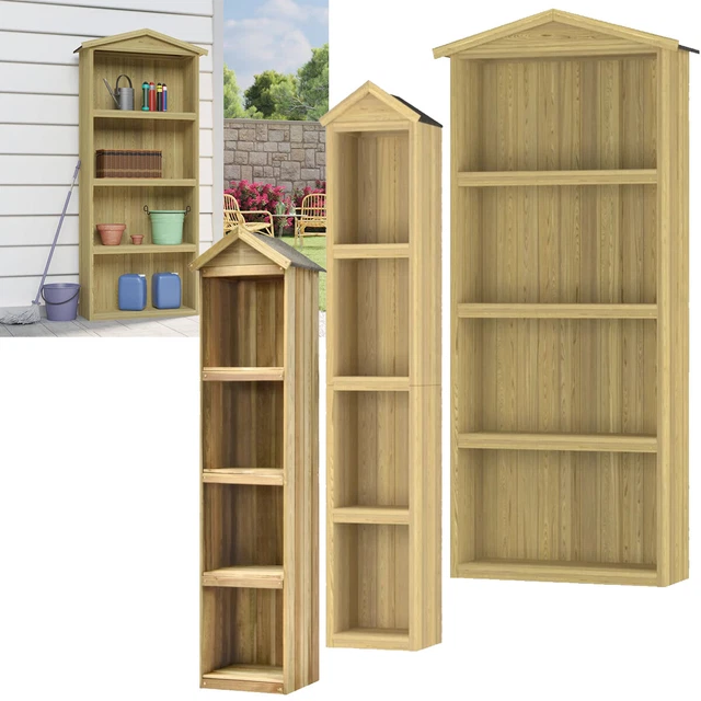 GARTEN GERÄTESCHUPPEN MIT 4 Fächer Holz Gartenschrank Gartenhaus