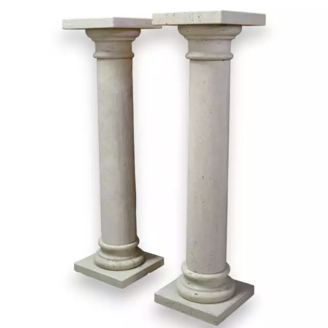 Coppia di Colonna in Travertino Classico Italian Design H 91 cm