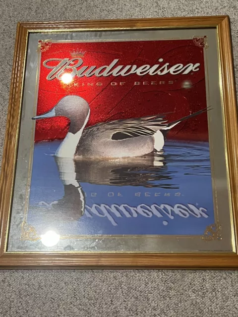 Budweiser Pintail Duck Hunting Mirror Sign Anheuser Busch Beer 2002