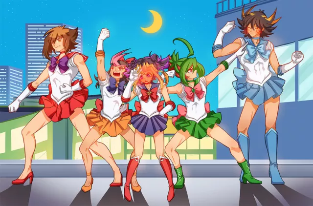 YuGiOh Sailor Moon Crossover Yugi Skirt Playmat TCG CCG Playmat Custom Card Mat