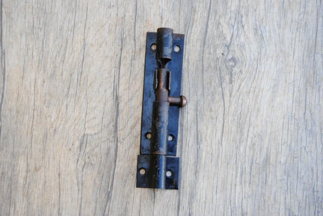 19c Vintage original iron rustic door window latch slide lock farm barn decor