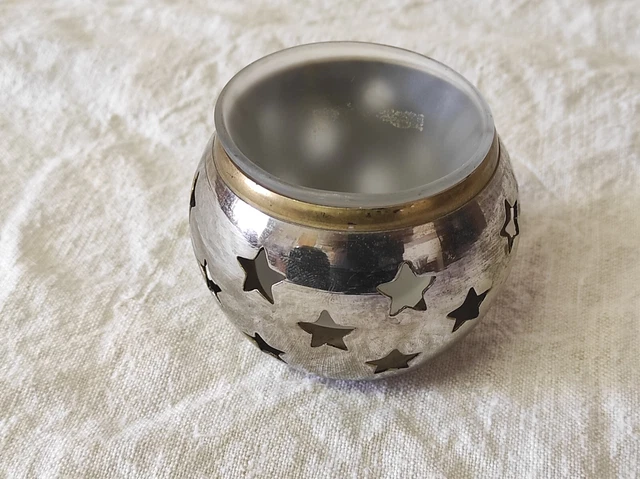 Bougeoir ou photophore cloche en verre et support métal haut
