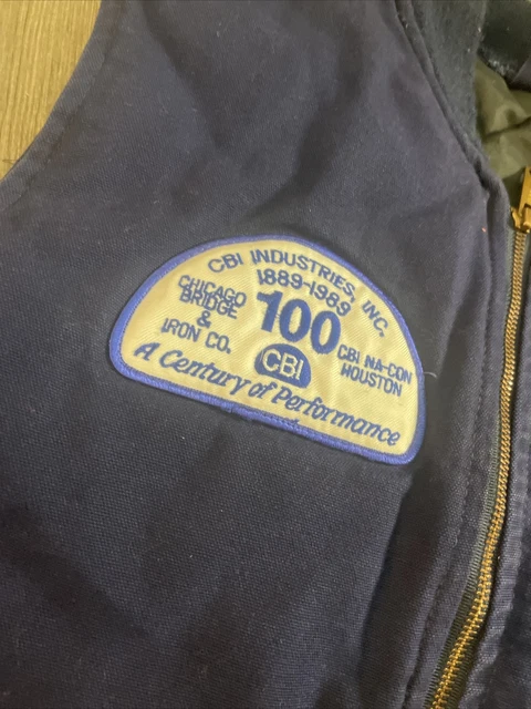 Vintage 1989 Carhartt Blue Work Vest Insulated Quilted Zip Made In USA 3