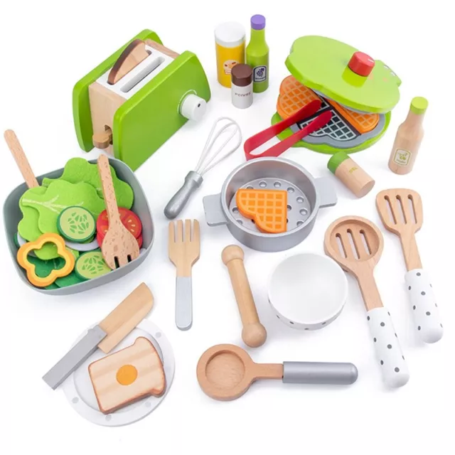 Children Kitchen Toys DIY Cooking Pretend Play Simulation Wooden Kitchen2917