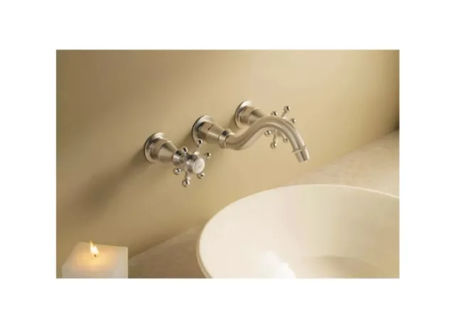 KOHLER LUXURY BRONZE K-T154 ANTIQUE Cross Wall-mount bathroom sink faucet trim