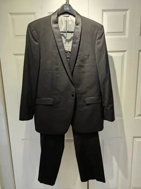 CALVIN KLEIN Mens 1 Button, Full, Black Tuxedo 48L, 42x41 PANTS