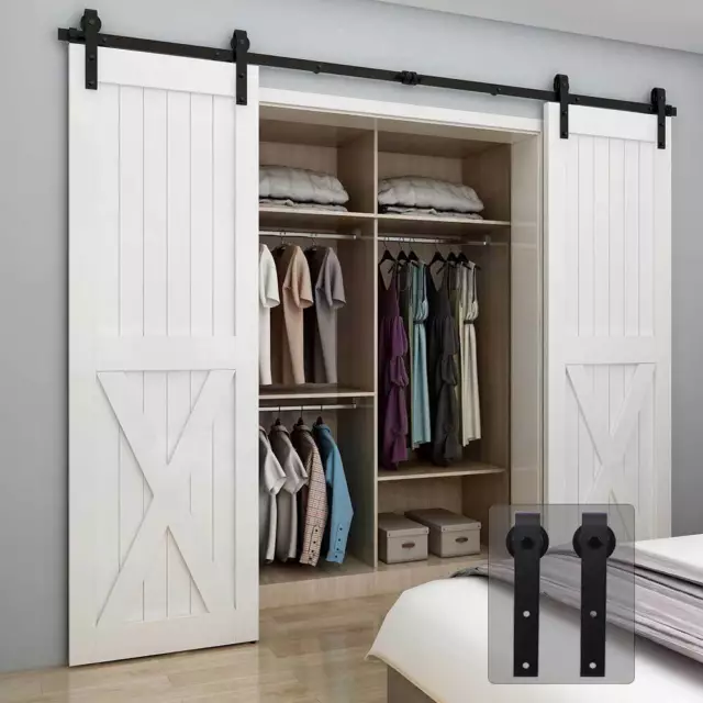 Sliding Barn Door Hardware Kit 4'-20' Track System for Single/Double Wood Doors