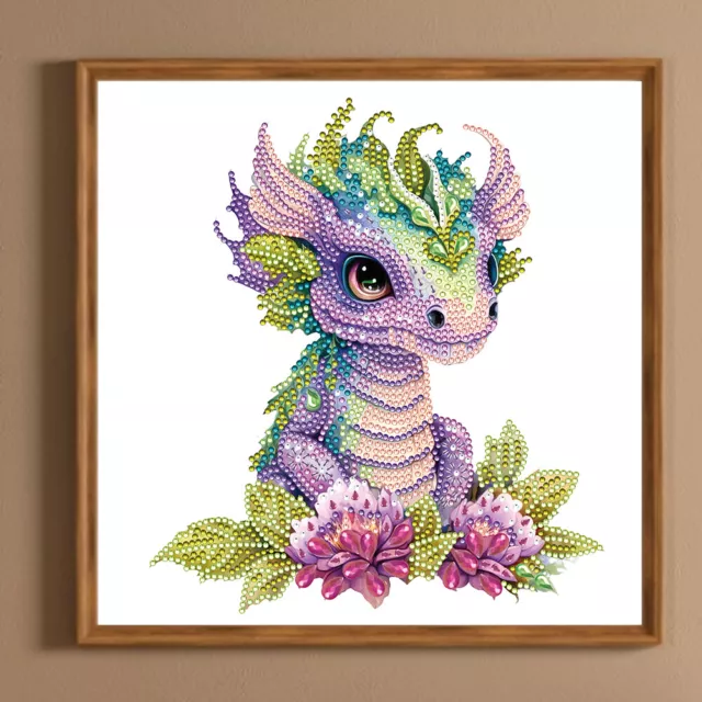5D DIY Partial Special Shaped Drill Diamond Painting Kit Dragon Decor 30x30cm