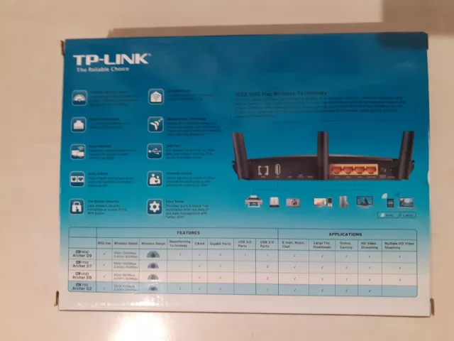 Modem Router TP-Link AC750 model Archer D2 ADSL 2+ Wireless Dual Band Gigabit 3