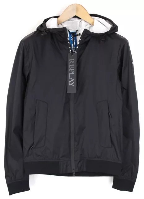 Replay S Hommes Veste Capuche Doublé Marine Décontracté Léger Long Manches Zippé