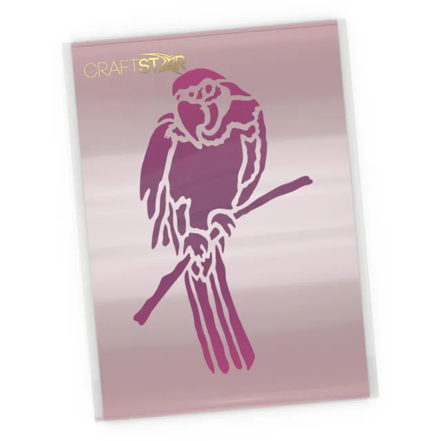 Parrot Stencil - Reusable Craft Airbrush / DIY Tropical Bird Template